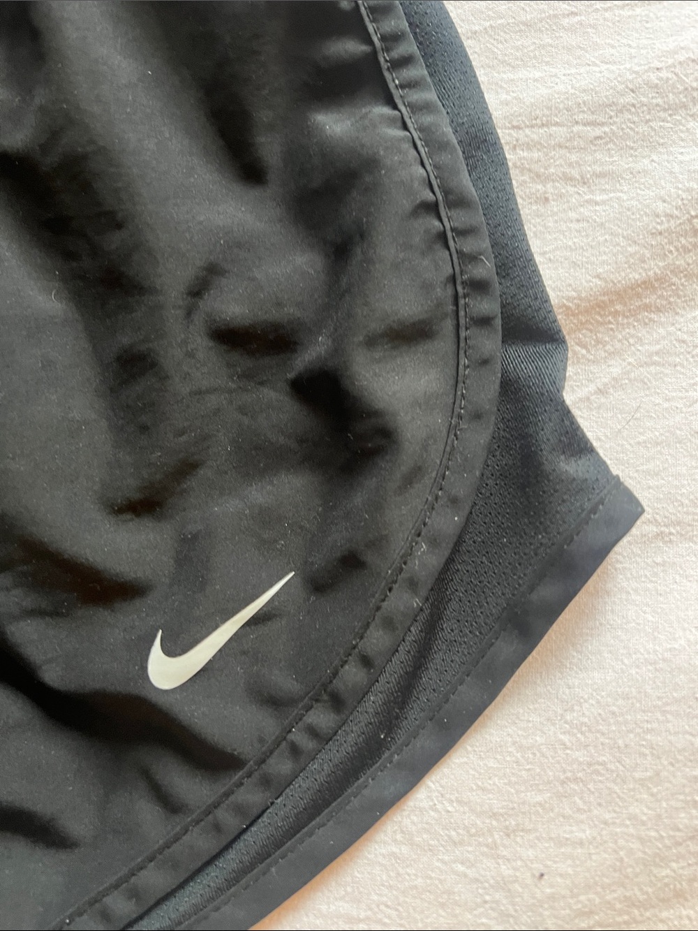 Nike Women's Black Athletic Running Shorts with White Swoosh - Picture 2 of 3